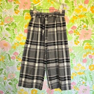 Anthropologie Cropped Wide Leg Plaid Pants